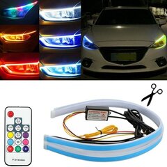 DRL FLEX LED LIGHT dienas + dinamiskie virzieni + RGB, āra apgaismojums 12V cena un informācija | Automašīnu spoguļi, restes, lukturi | 220.lv