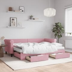 Izvelkams dīvāns ar matraci, tumši zaļš, 80x200 cm, samts cena un informācija | Gultas | 220.lv