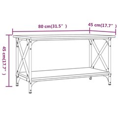 galdiņš, ozolkoka krāsa, 80x45x45 cm, inženierijas koks, dzelzs cena un informācija | Žurnālgaldiņi | 220.lv