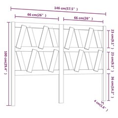 Gultas galvgalis, 146x4x100cm, priedes masīvkoks cena un informācija | Gultas | 220.lv