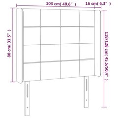 gultas galvgalis ar LED, 103x16x118/128 cm, krēmkrāsas audums cena un informācija | Gultas | 220.lv