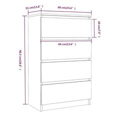 kumode, pelēcīga ozola krāsā, 60x35x98,5 cm, inženierijas koks cena un informācija | Skapīši viesistabai | 220.lv