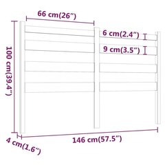 Gultas galvgalis, balts, 146x4x100cm, priedes masīvkoks cena un informācija | Gultas | 220.lv