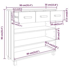 konsoles galdiņš, tumši pelēks, 90x35x90 cm, priedes masīvkoks cena un informācija | Žurnālgaldiņi | 220.lv