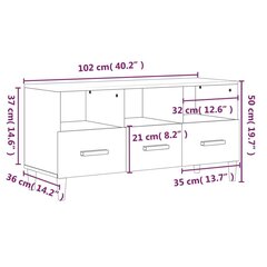 TV skapītis, balts, 102x36x50 cm, inženierijas koks cena un informācija | TV galdiņi | 220.lv