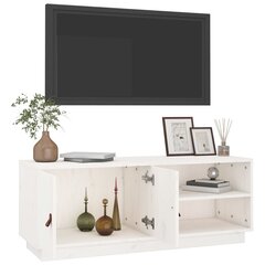 TV skapis, balts, 105x34x40cm, priedes masīvkoks cena un informācija | TV galdiņi | 220.lv