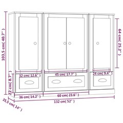 Augstie skapji , 132x35,5x103,5 cm, balts cena un informācija | Skapīši viesistabai | 220.lv