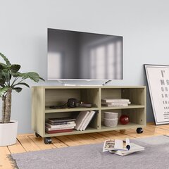 TV skapītis uz ritentiņiem, 90x35x35 cm, skaidu plāksne цена и информация | Тумбы под телевизор | 220.lv