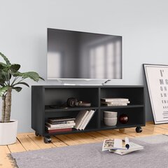 TV skapītis uz ritentiņiem, 90x35x35 cm, skaidu plāksne, melns цена и информация | Тумбы под телевизор | 220.lv