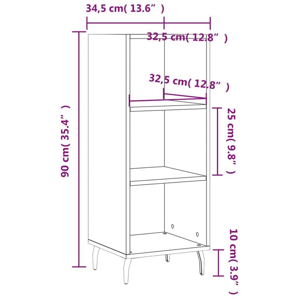 plaukts, ozolkoka krāsa, 34,5x32,5x90 cm, inženierijas koks cena un informācija | Skapīši viesistabai | 220.lv