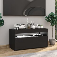 TV skapītis ar LED lampiņām, melns, 75x35x40 cm цена и информация | Тумбы под телевизор | 220.lv