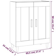 kumode, melna, 69,5x34x90 cm, inženierijas koks cena un informācija | Skapīši viesistabai | 220.lv