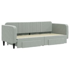 Izvelkams dīvāns ar atvilktnēm , 80x200 cm, gaiši pelēks cena un informācija | Gultas | 220.lv