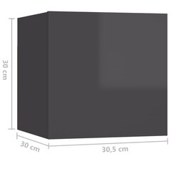 sienas TV skapīši, 8 gab., spīdīgi pelēki, 30,5x30x30 cm cena un informācija | TV galdiņi | 220.lv