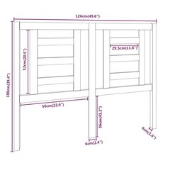 gultas galvgalis, 126x4x100 cm, priedes masīvkoks cena un informācija | Gultas | 220.lv