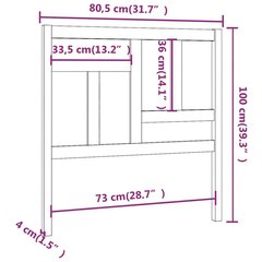 Gultas galvagalis, medus brūns, 80,5x4x100cm, priedes masīvkoks cena un informācija | Gultas | 220.lv