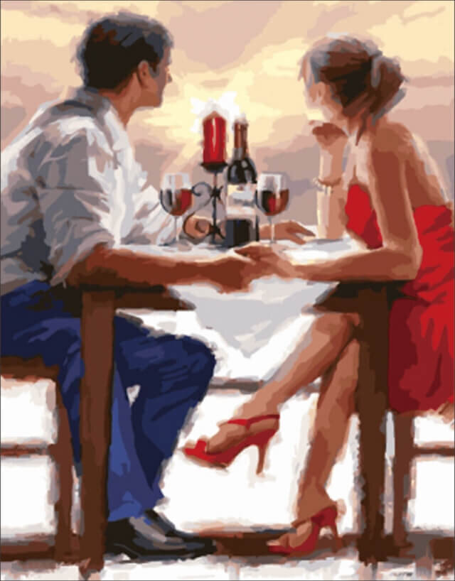 Dimantu mozaīkas komplekts uz rāmja TM Varvikas - Romantic Dinner LG071e 40x50 cm цена и информация | Dimantu mozaīkas | 220.lv