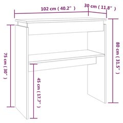 konsoles galds, dūmakaina ozola, 102x30x80cm, inženierijas koks cena un informācija | Žurnālgaldiņi | 220.lv