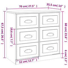 kumode, melna, 70x35,5x67,5 cm, inženierijas koks цена и информация | Шкафчики в гостиную | 220.lv