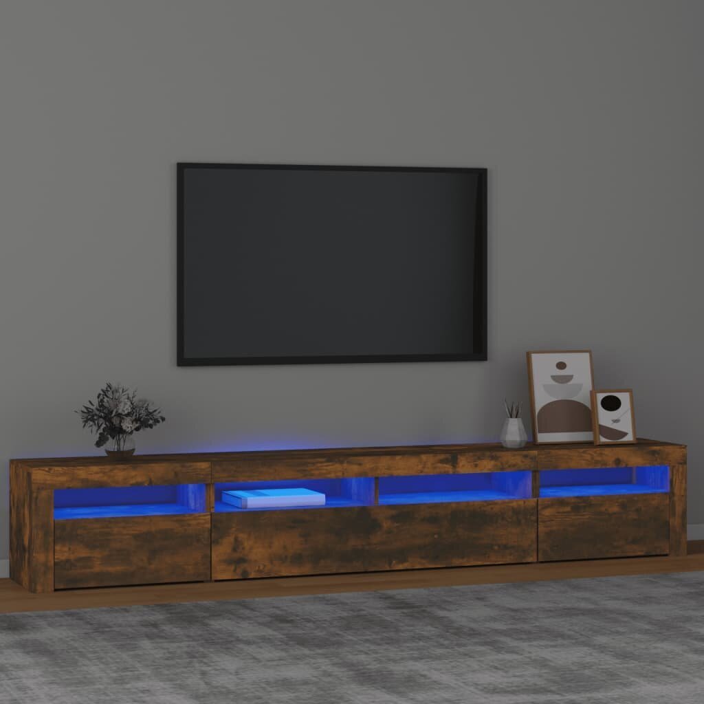 TV skapis ar led, dūmakaina ozola, 240x35x40cm cena un informācija | TV galdiņi | 220.lv