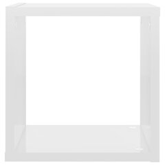 kuba formas sienas plaukti, 2 gab., spīdīgi balti, 26x15x26 cm cena un informācija | Plaukti | 220.lv