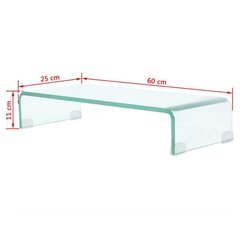 Подставка под ТВ/монитор, прозрачное стекло, 60x25x11 см цена и информация | Тумбы под телевизор | 220.lv