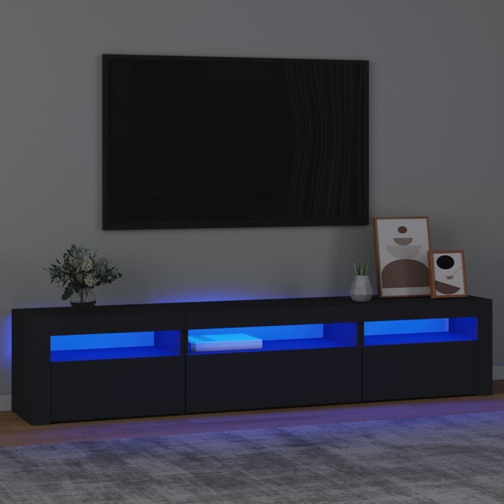 TV skapis ar LED apgaismojumu, melns, 195x35x40cm цена и информация | TV galdiņi | 220.lv