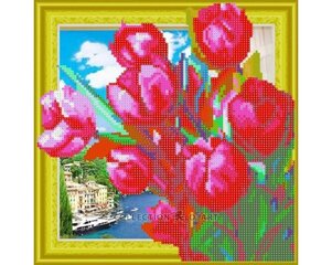 Алмазная мозаика 30x30 cm.  "Bouquet of tulips" цена и информация | Алмазная мозаика | 220.lv