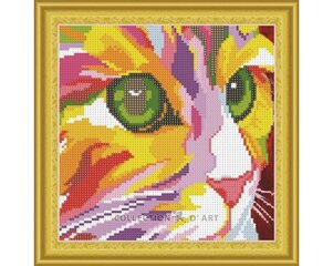 Алмазная мозаика 30x30 cm.  "Colored kitten" цена и информация | Алмазная мозаика | 220.lv