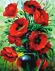 Dimantu mozaīkas komplekts uz rāmja TM Varvikas - Poppies Bouquet LG231e 40x50 cm cena un informācija | Dimantu mozaīkas | 220.lv