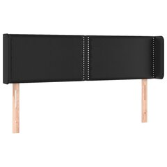 gultas galvgalis ar LED, 147x16x78/88 cm, melna mākslīgā āda cena un informācija | Gultas | 220.lv