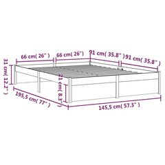 Gultas rāmis, 140x190cm, masīvkoks cena un informācija | Gultas | 220.lv