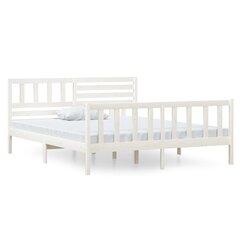 gultas rāmis, balts, masīvkoks, 135x190 cm, 4FT6, divvietīgs цена и информация | Кровати | 220.lv