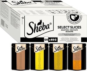 Sheba Selection Select Slices konservi ar vistas, mājputnu un tītaru gaļu, 120x85 g cena un informācija | Konservi kaķiem | 220.lv