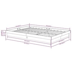 Gultas rāmis, melns, 135x190cm, masīvkoks, divvietīgs cena un informācija | Gultas | 220.lv