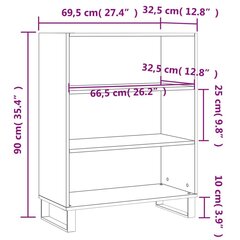 Plaukts, spīdīgi balts, 69,5x32,5x90 cm, inženierijas koks cena un informācija | Skapīši viesistabai | 220.lv