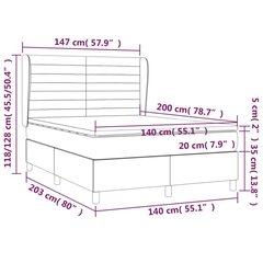 atsperu gulta ar matraci, zils, 140x200 cm, audums cena un informācija | Gultas | 220.lv