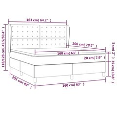 atsperu gulta ar matraci, krēmkrāsas, 160x200 cm, audums cena un informācija | Gultas | 220.lv