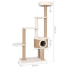 kaķu māja ar stabiem nagu asināšanai, 148 cm, jūraszāles цена и информация | Когтеточки | 220.lv