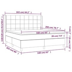 atsperu gulta ar matraci, zils, 160x200 cm, audums cena un informācija | Gultas | 220.lv