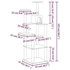 kaķu māja ar sizala stabiem nagu asināšanai, 153 cm, pelēks цена и информация | Когтеточки | 220.lv