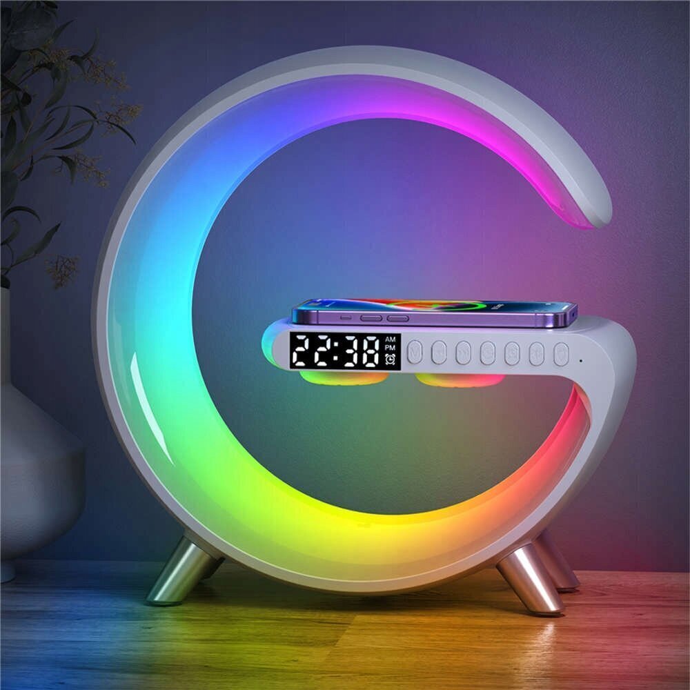 RGB LED lampa ar QI lādētāju un skaļruni, Alogy ATMOSPHERE cena un informācija | Galda lampas | 220.lv