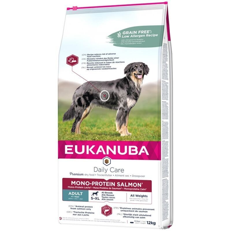 Eukanuba Mono-Protein Hypoallergenic ar lasi, 12 kg cena un informācija | Sausā barība suņiem | 220.lv