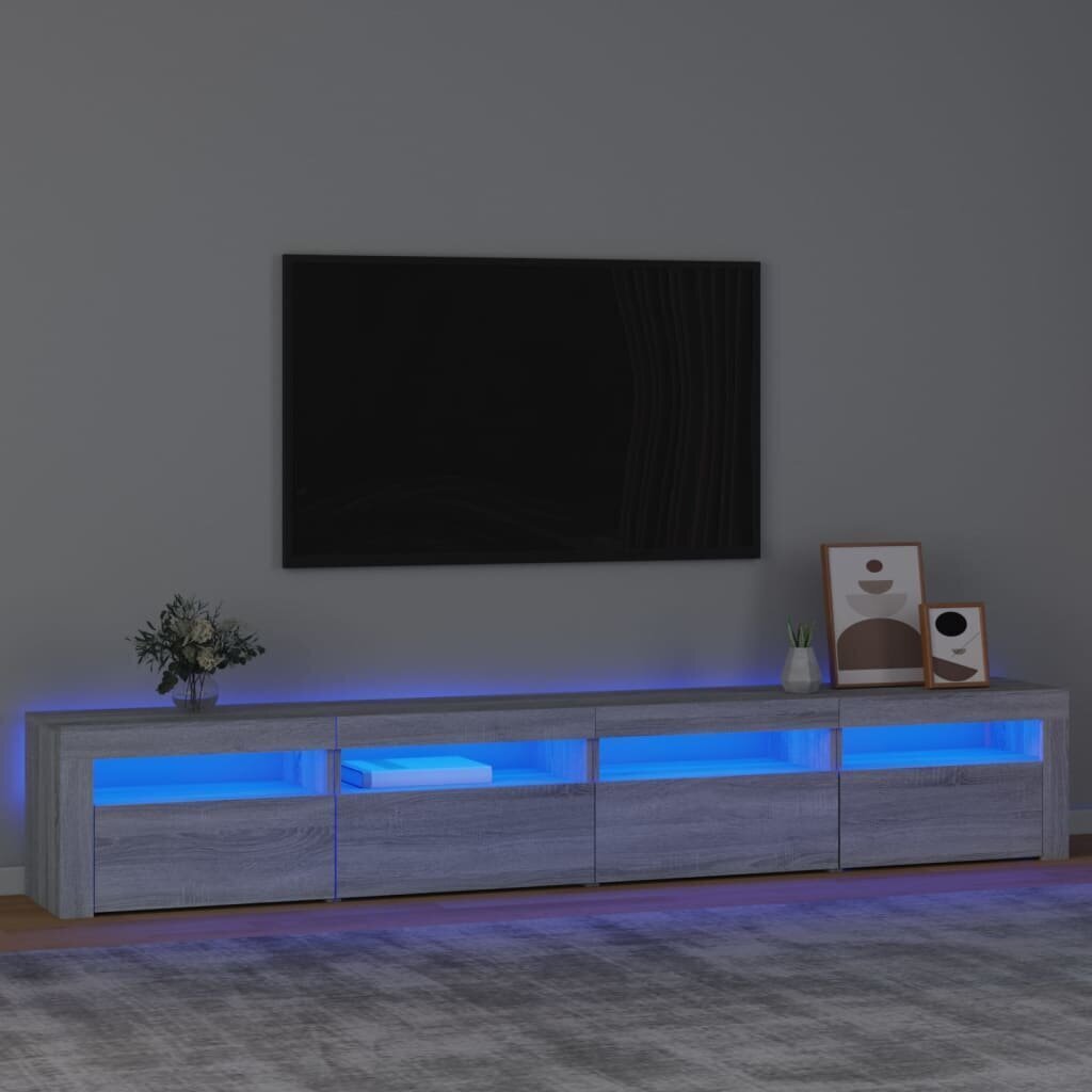 TV skapis ar led, pelēka ozols, 240x35x40cm цена и информация | TV galdiņi | 220.lv