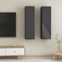 TV skapīši, 30,5x30x110 cm, spīdīgi pelēki, 2 gab. cena un informācija | TV galdiņi | 220.lv