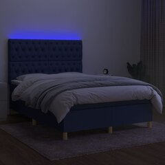 Atsperu gulta ar matraci un LED gaismām , 140x190 cm, zils cena un informācija | Gultas | 220.lv