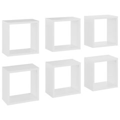 kuba formas sienas plaukti, 6 gab., balti, 26x15x26 cm cena un informācija | Plaukti | 220.lv