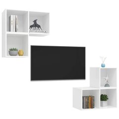 4-daļīgs TV plauktu komplekts, balts, skaidu plāksne cena un informācija | TV galdiņi | 220.lv