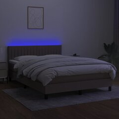 atsperu gulta ar matraci, LED, pelēkbrūns audums, 140x190 cm cena un informācija | Gultas | 220.lv
