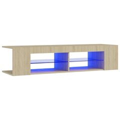TV galdiņš ar LED lampiņām, 135x39x30 cm, ozolkoka krāsā цена и информация | Тумбы под телевизор | 220.lv